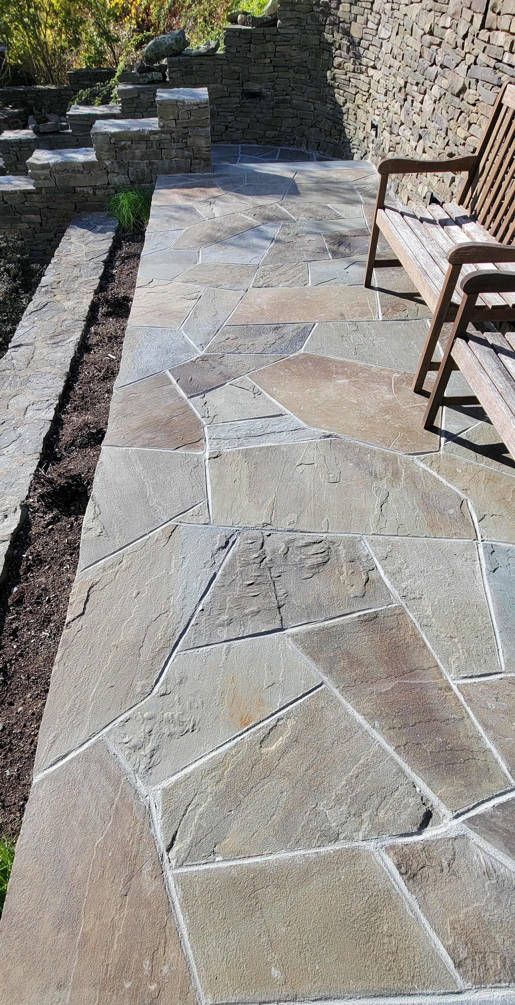 Flagstone Patio with Seating Wall